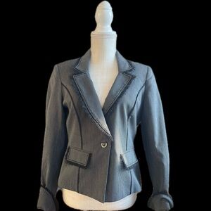 White House Black Market Tailored Gray Blazer with Contrast Stitching